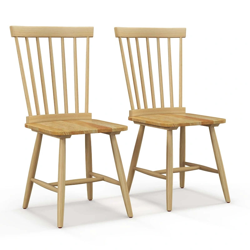 2 chaises de salle à manger sans accoudoirs Spindle Back – Bois massif, Noir/Naturel