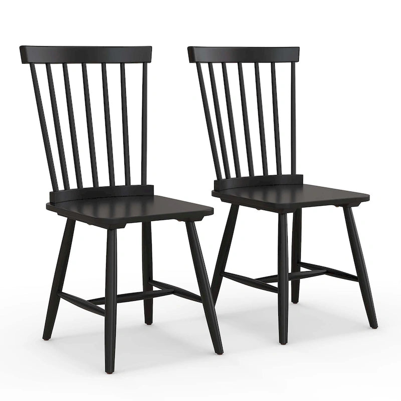 2 chaises de salle à manger sans accoudoirs Spindle Back – Bois massif, Noir/Naturel
