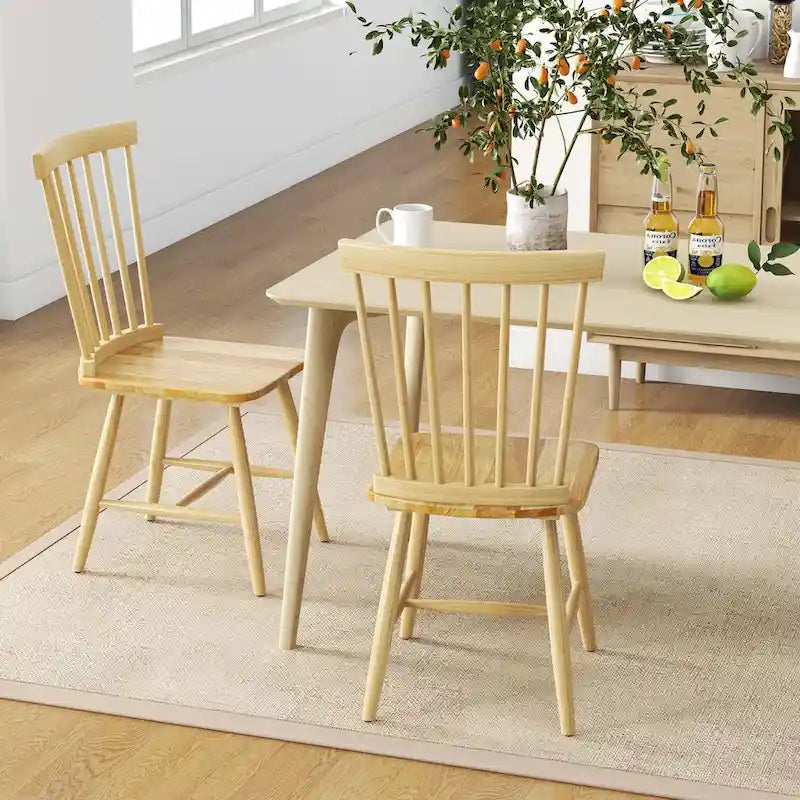 2 chaises de salle à manger sans accoudoirs Spindle Back – Bois massif, Noir/Naturel