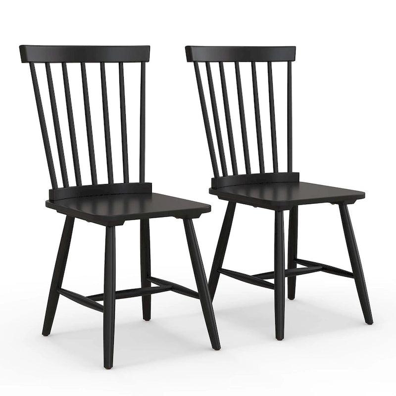 2 chaises de salle à manger sans accoudoirs Spindle Back – Bois massif, Noir/Naturel