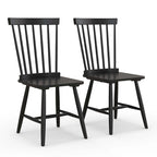 2 chaises de salle à manger sans accoudoirs Spindle Back – Bois massif, Noir/Naturel