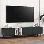 Meuble TV avec 3 portes abattantes et étagères de rangement (jusqu'à 80 pouces)