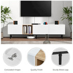 Meuble TV avec 3 portes abattantes et étagères de rangement (jusqu'à 80 pouces)