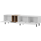 Meuble TV avec 3 portes abattantes et étagères de rangement (jusqu'à 80 pouces)