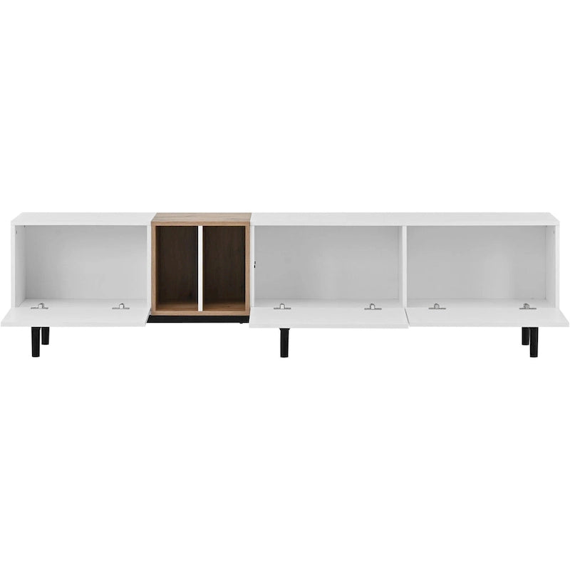 Meuble TV avec 3 portes abattantes et étagères de rangement (jusqu'à 80 pouces)