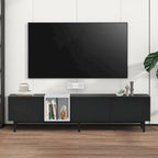 Meuble TV avec 3 portes abattantes et étagères de rangement (jusqu'à 80 pouces)