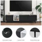 Meuble TV avec 3 portes abattantes et étagères de rangement (jusqu'à 80 pouces)