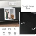 Meuble TV avec 3 portes abattantes et étagères de rangement (jusqu'à 80 pouces)