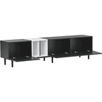 Meuble TV avec 3 portes abattantes et étagères de rangement (jusqu'à 80 pouces)