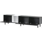 Meuble TV avec 3 portes abattantes et étagères de rangement (jusqu'à 80 pouces)