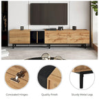 Meuble TV avec 3 portes abattantes et étagères de rangement (jusqu'à 80 pouces)