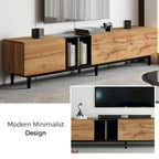 Meuble TV avec 3 portes abattantes et étagères de rangement (jusqu'à 80 pouces)