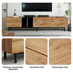Meuble TV avec 3 portes abattantes et étagères de rangement (jusqu'à 80 pouces)