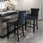 Tabourets de bar carrés en velours avec repose-pieds, lot de 2