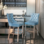 Tabourets de bar carrés en velours avec repose-pieds, lot de 2