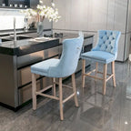 Tabourets de bar carrés en velours avec repose-pieds, lot de 2