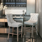 Tabourets de bar carrés en velours avec repose-pieds, lot de 2