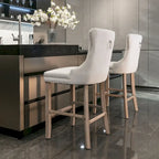 Tabourets de bar carrés en velours avec repose-pieds, lot de 2