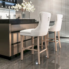 Tabourets de bar carrés en velours avec repose-pieds, lot de 2