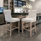 Tabourets de bar carrés en velours avec repose-pieds, lot de 2
