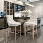 Tabourets de bar carrés en velours avec repose-pieds, lot de 2