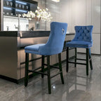 Tabourets de bar carrés en velours avec repose-pieds, lot de 2