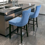 Tabourets de bar carrés en velours avec repose-pieds, lot de 2