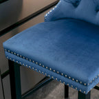 Tabourets de bar carrés en velours avec repose-pieds, lot de 2