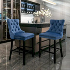 Tabourets de bar carrés en velours avec repose-pieds, lot de 2