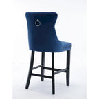 Tabourets de bar carrés en velours avec repose-pieds, lot de 2