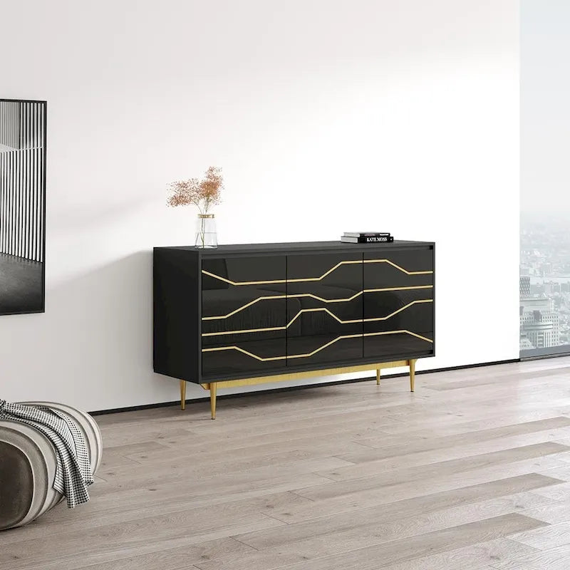 Buffet moderne avec façades brillantes