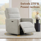 Fauteuil inclinable motorisé pivotant avec têtière et ports de chargement USB