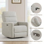 Fauteuil inclinable motorisé pivotant avec têtière et ports de chargement USB