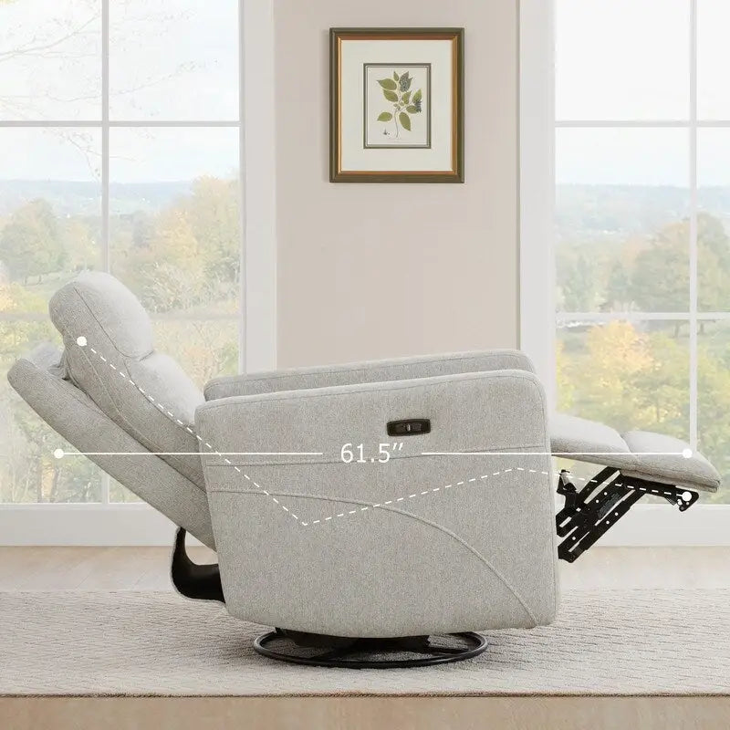 Fauteuil inclinable motorisé pivotant avec têtière et ports de chargement USB