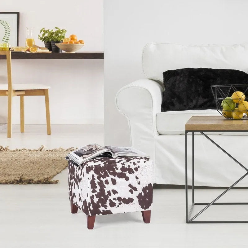 Banc ottoman cubique à imprimé vache
