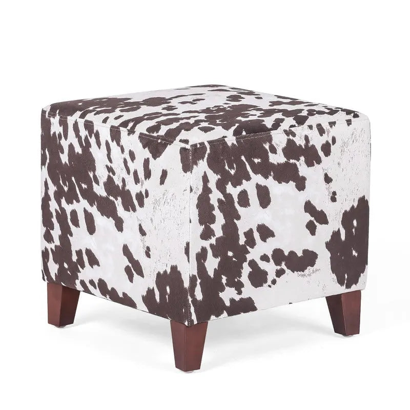Banc ottoman cubique à imprimé vache
