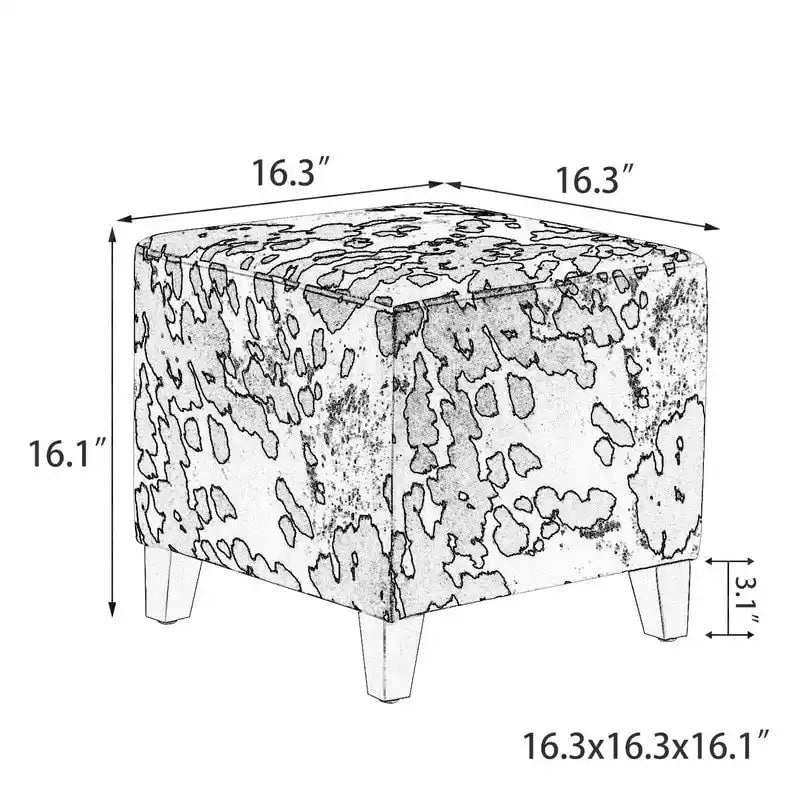 Banc ottoman cubique à imprimé vache