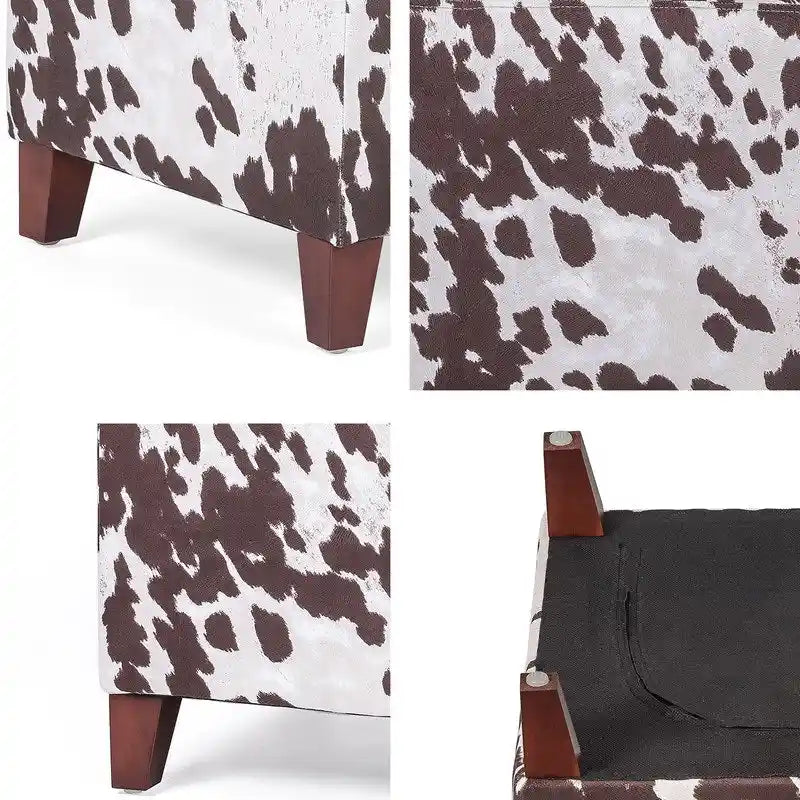 Banc ottoman cubique à imprimé vache