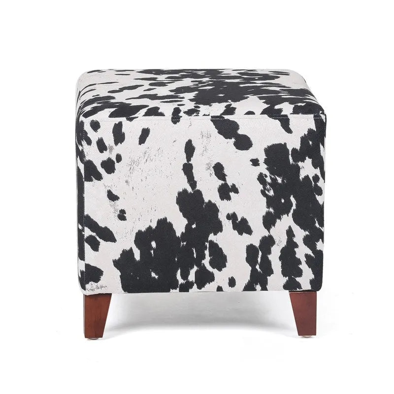 Banc ottoman cubique à imprimé vache