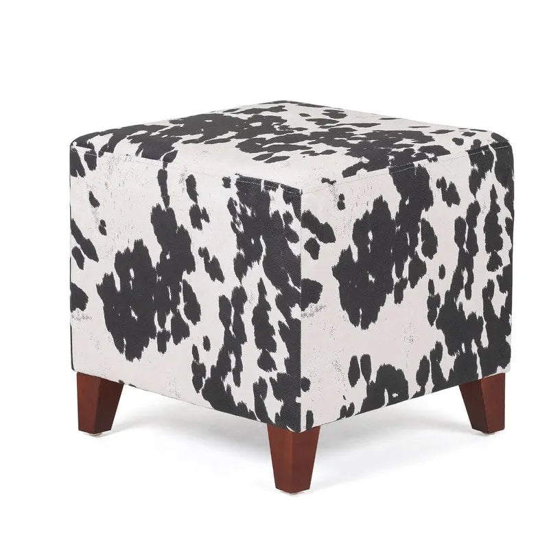 Banc ottoman cubique à imprimé vache