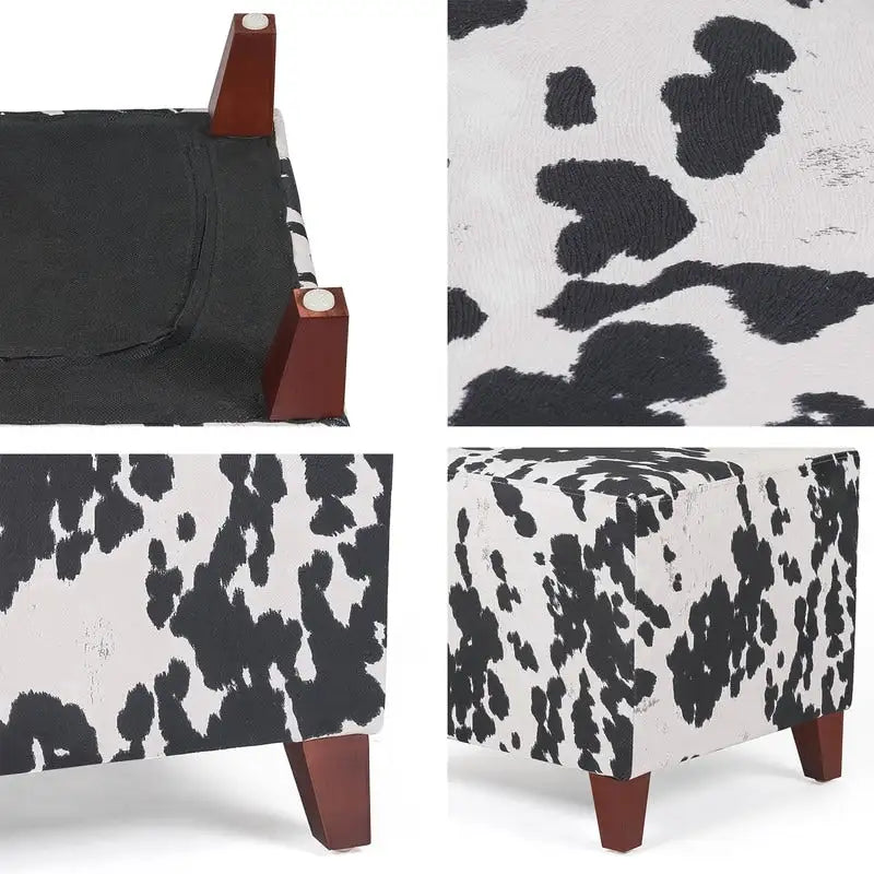 Banc ottoman cubique à imprimé vache