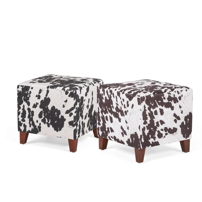 Banc ottoman cubique à imprimé vache