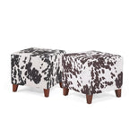 Banc ottoman cubique à imprimé vache