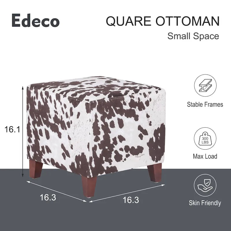 Banc ottoman cubique à imprimé vache
