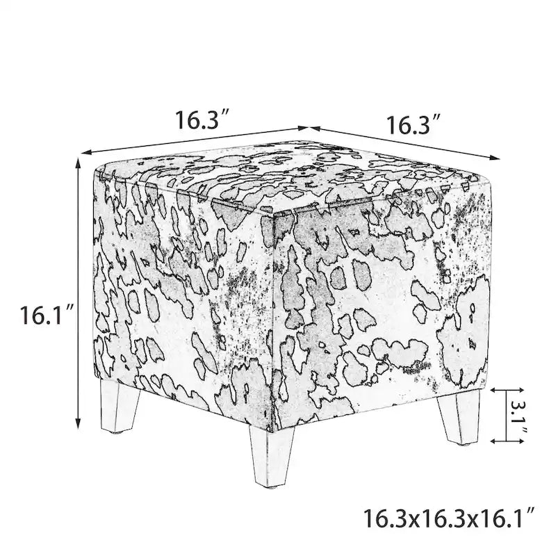 Banc ottoman cubique à imprimé vache