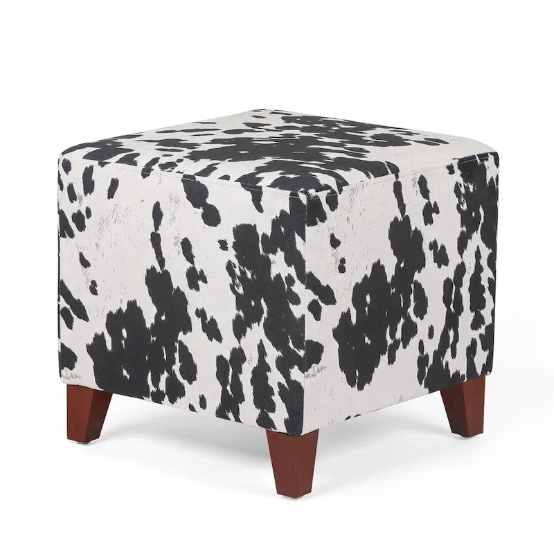 Banc ottoman cubique à imprimé vache