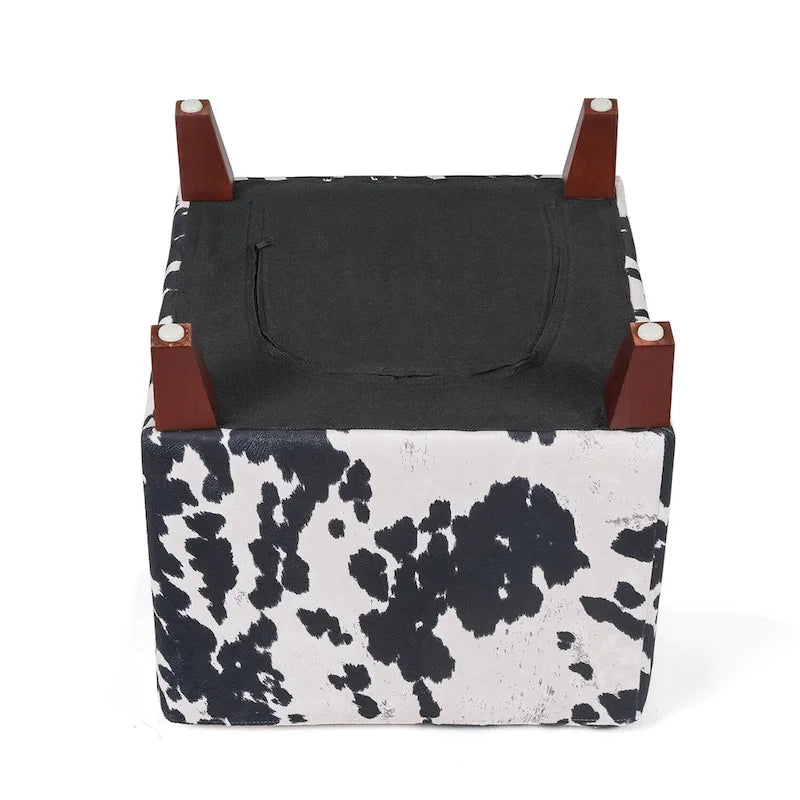 Banc ottoman cubique à imprimé vache