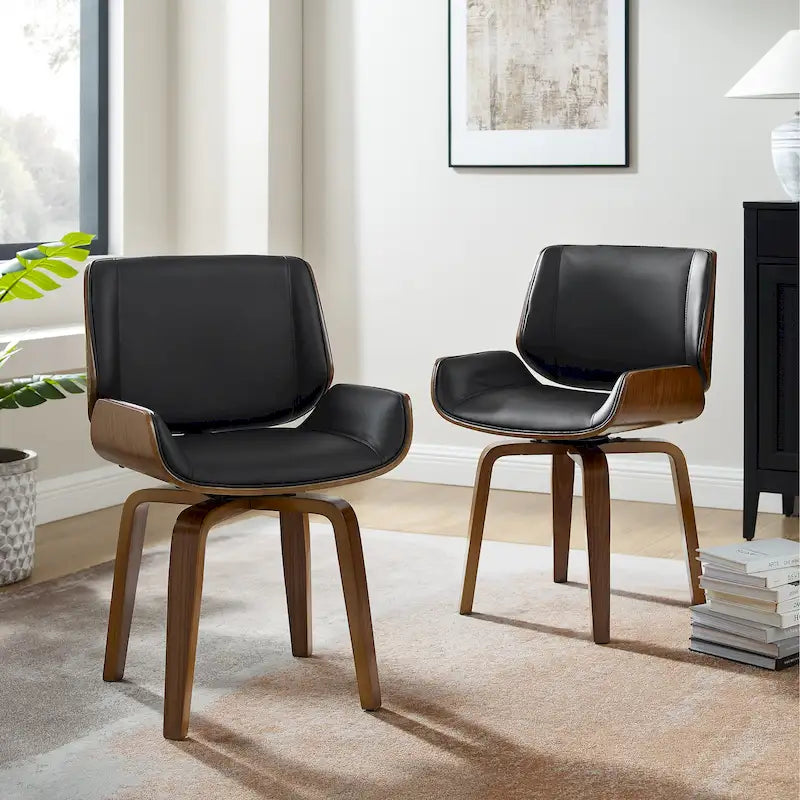 Chaises de salle à manger pivotantes en bois rembourrées (lot de 2)
