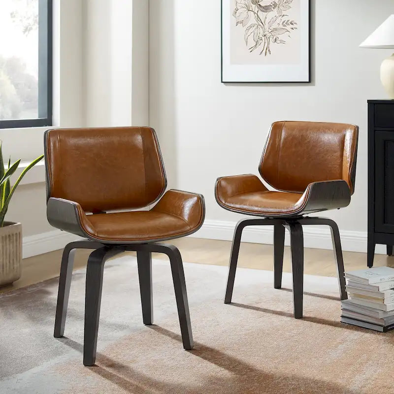 Chaises de salle à manger pivotantes en bois rembourrées (lot de 2)