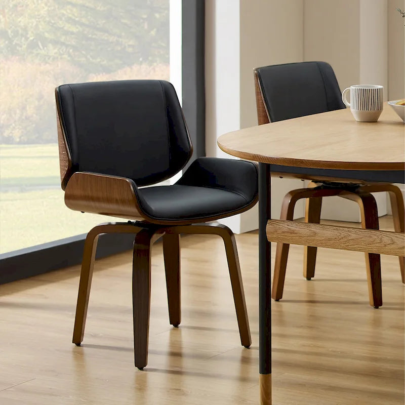 Chaises de salle à manger pivotantes en bois rembourrées (lot de 2)